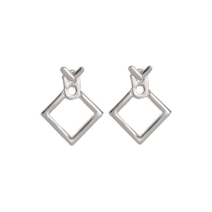 Hollow Diamond Square Stud Earrings The Classic