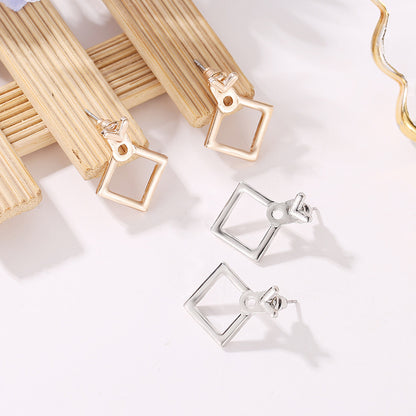 Hollow Diamond Square Stud Earrings The Classic