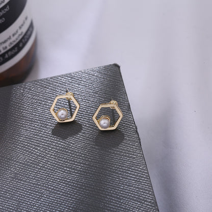 Hollow Diamond Square Stud Earrings The Classic